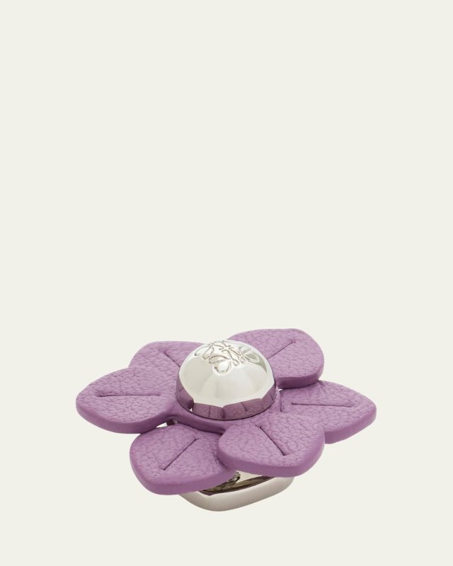 Flower Pin in Brass and Calfskin